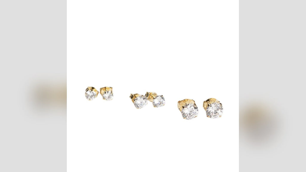 Trio de brincos ponto de luz dourado cravejado