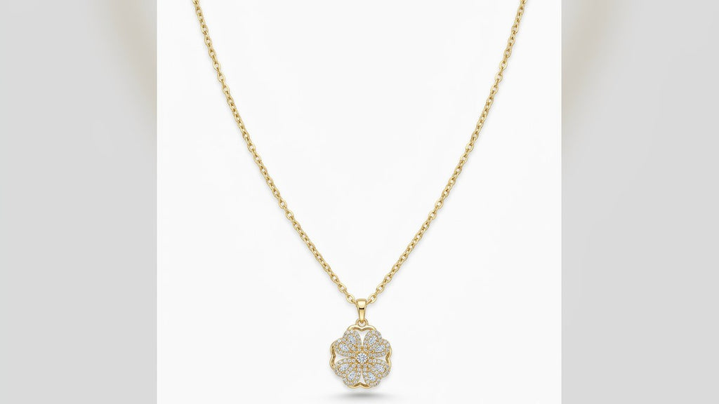 Colar anti estresse flor de cristal dourado em aço inox
