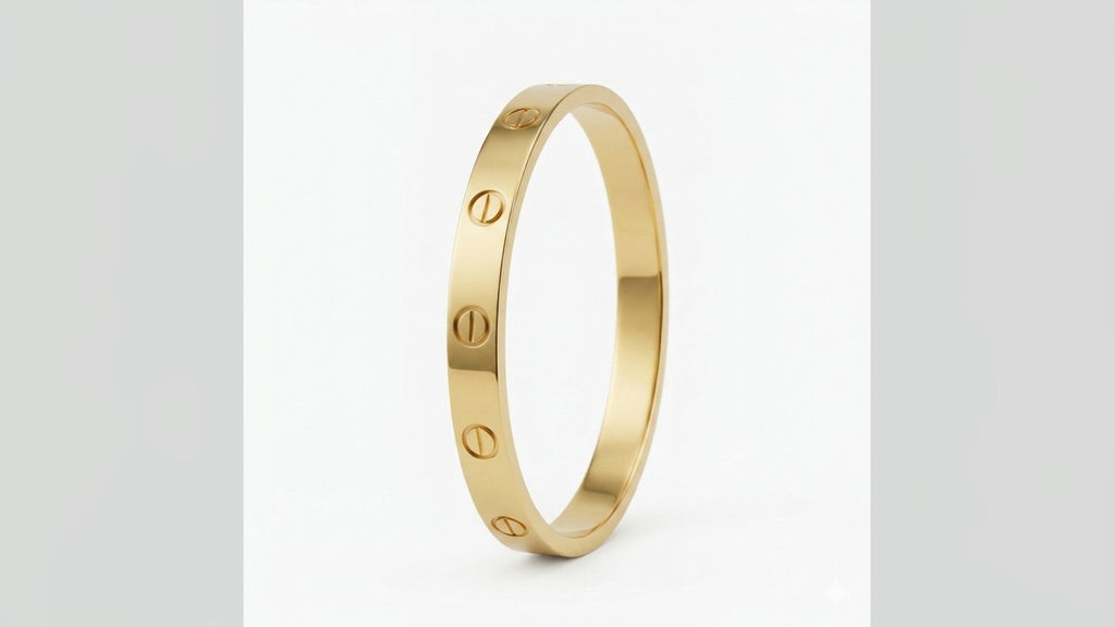 Bracelete estilo cartier dourado em aço inox