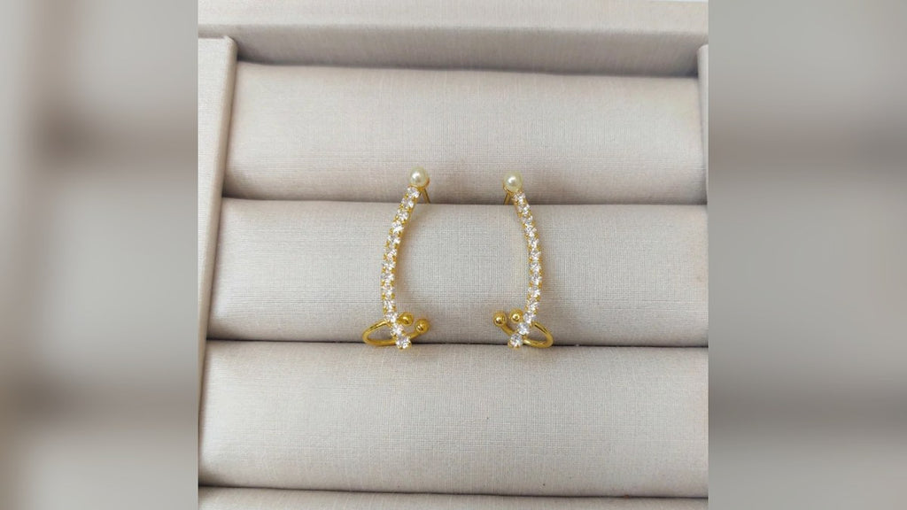 Ear cuff de pérola semijoia