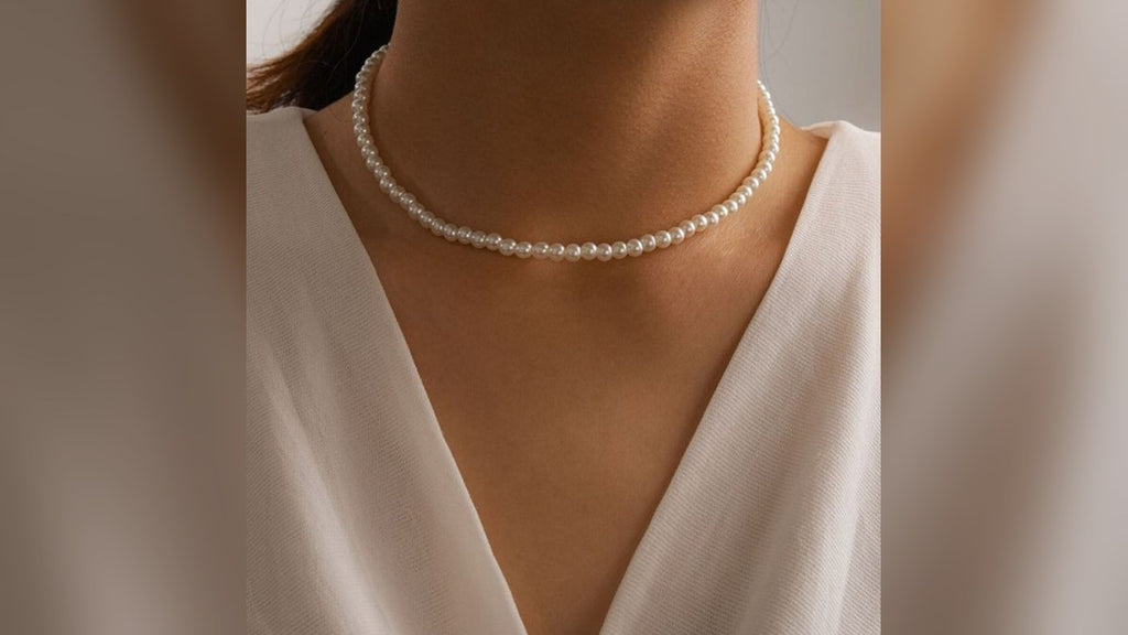 Choker de pérolas artesanal estilo praia