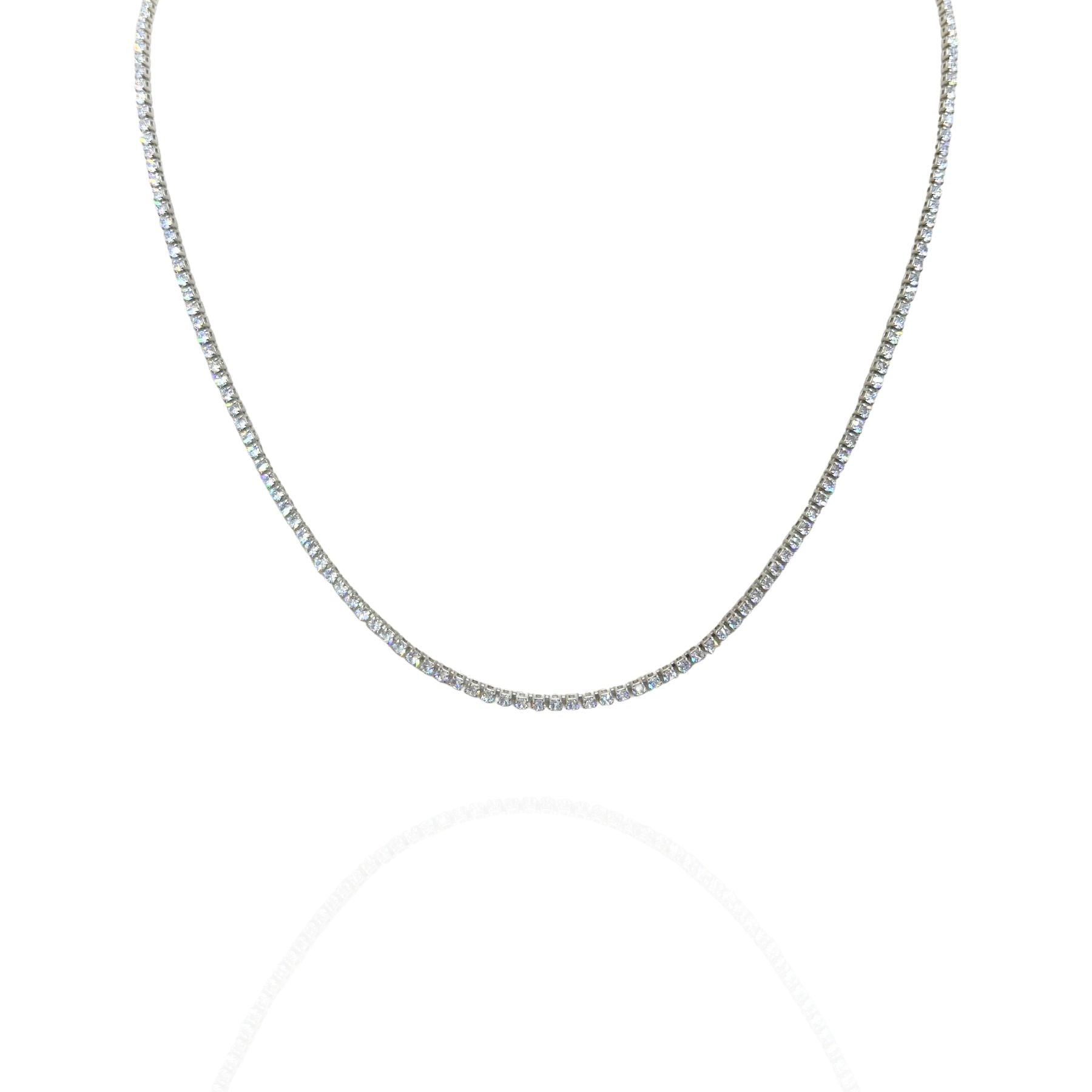 Colar longo ponto de luz cravejado - aço inox