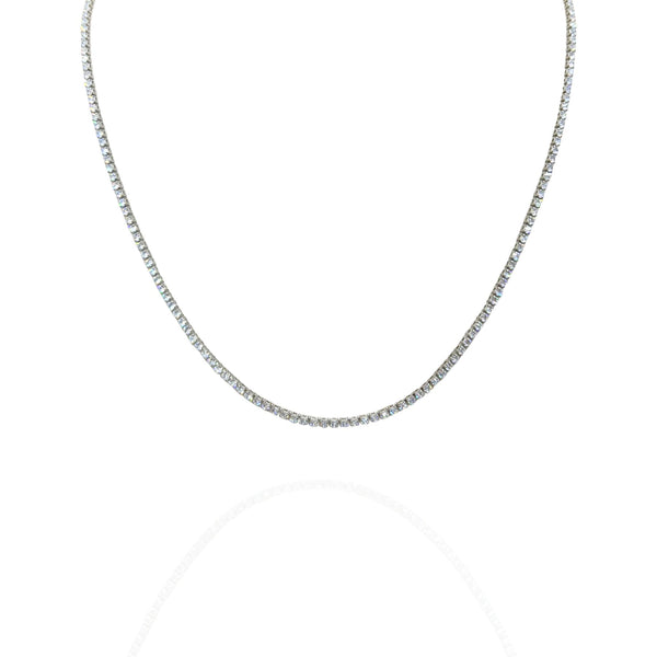 Colar longo ponto de luz cravejado - aço inox