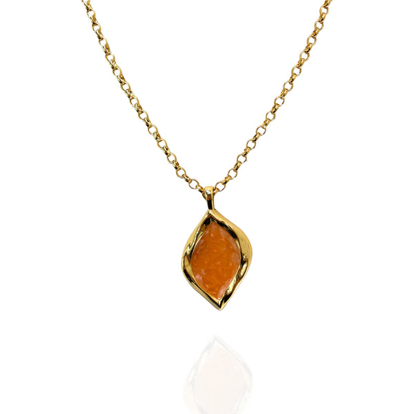 Colar Orgânico Madre Pérola Laranja Folheado Ouro 18k