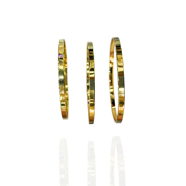 Trio de pulseira lisa Dourado - Aço inoxidável