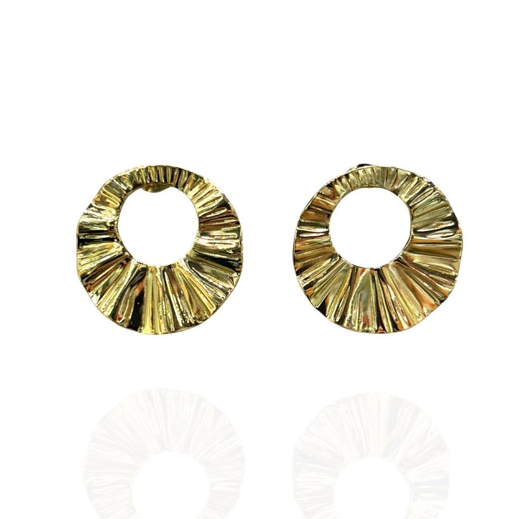 Brinco Circular leque Vasado Dourado Aço Inox Antialérgico