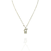 Colar Cadeado e Chave Dourado Aço Inox Cravejado