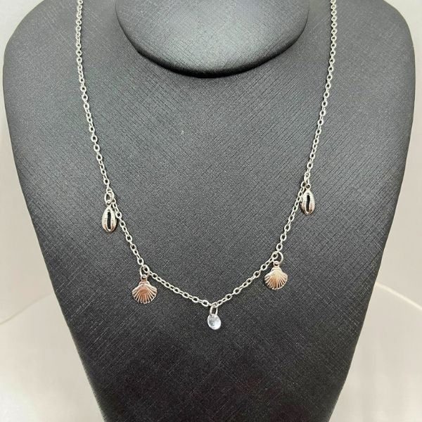 Choker Conchas com ponto de luz Aço Inox