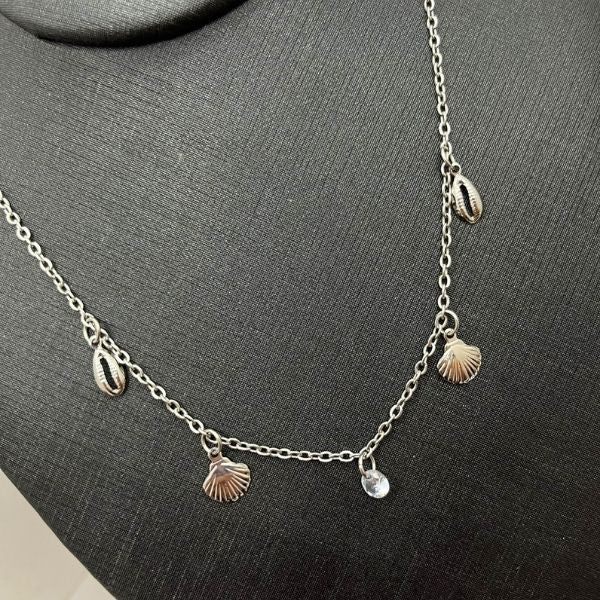 Choker Conchas com ponto de luz Aço Inox