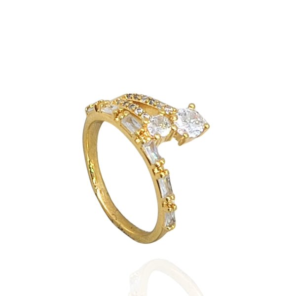 Anel Cravejado Fios Dourado
