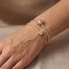 Bracelete Aro Duplo Zircônia Dourado Folheado