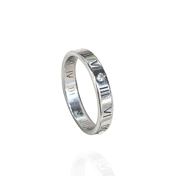 Anel Números Romanos Prata Semijoia