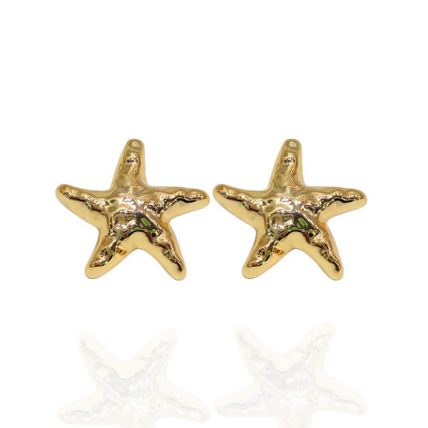 Brinco Estrela orgânica Dourada - Semijoia