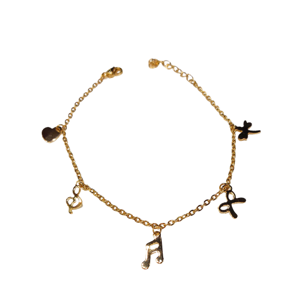 Pulseira com Pingentes Dourada Inox