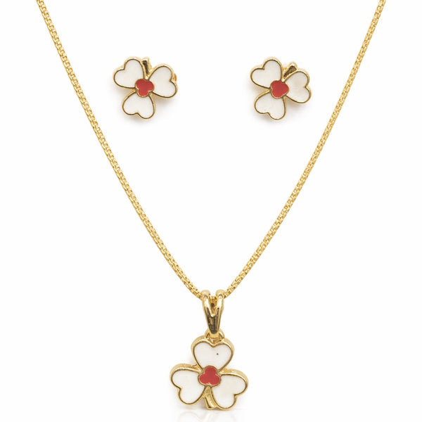 Kit Infantil Flor Dourado Folheado a Ouro 18k