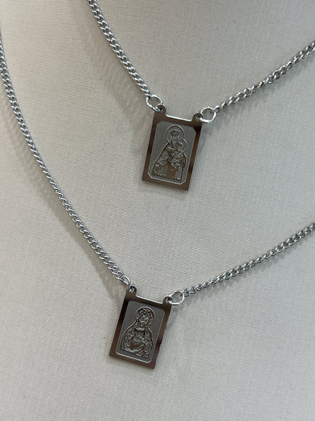 Escapulários prata - aço inoxidável