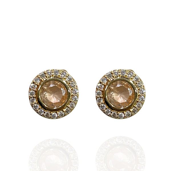 Brinco Ponto de Luz Cravejado Folheado Ouro 18k