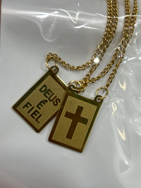 Escapulários Em Aço Dourado
