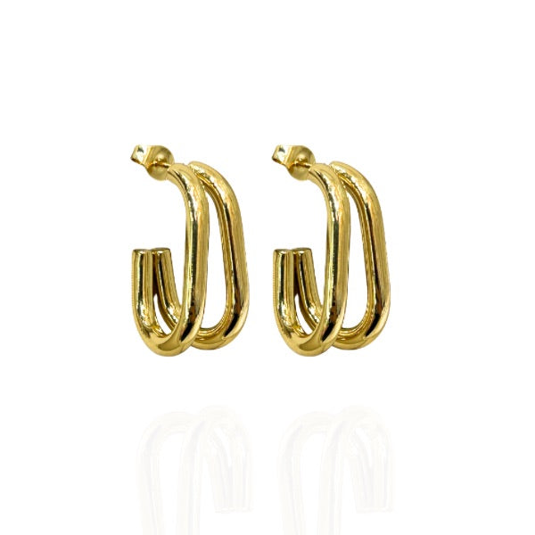 Brinco argola dois fio dourado - Aço inox