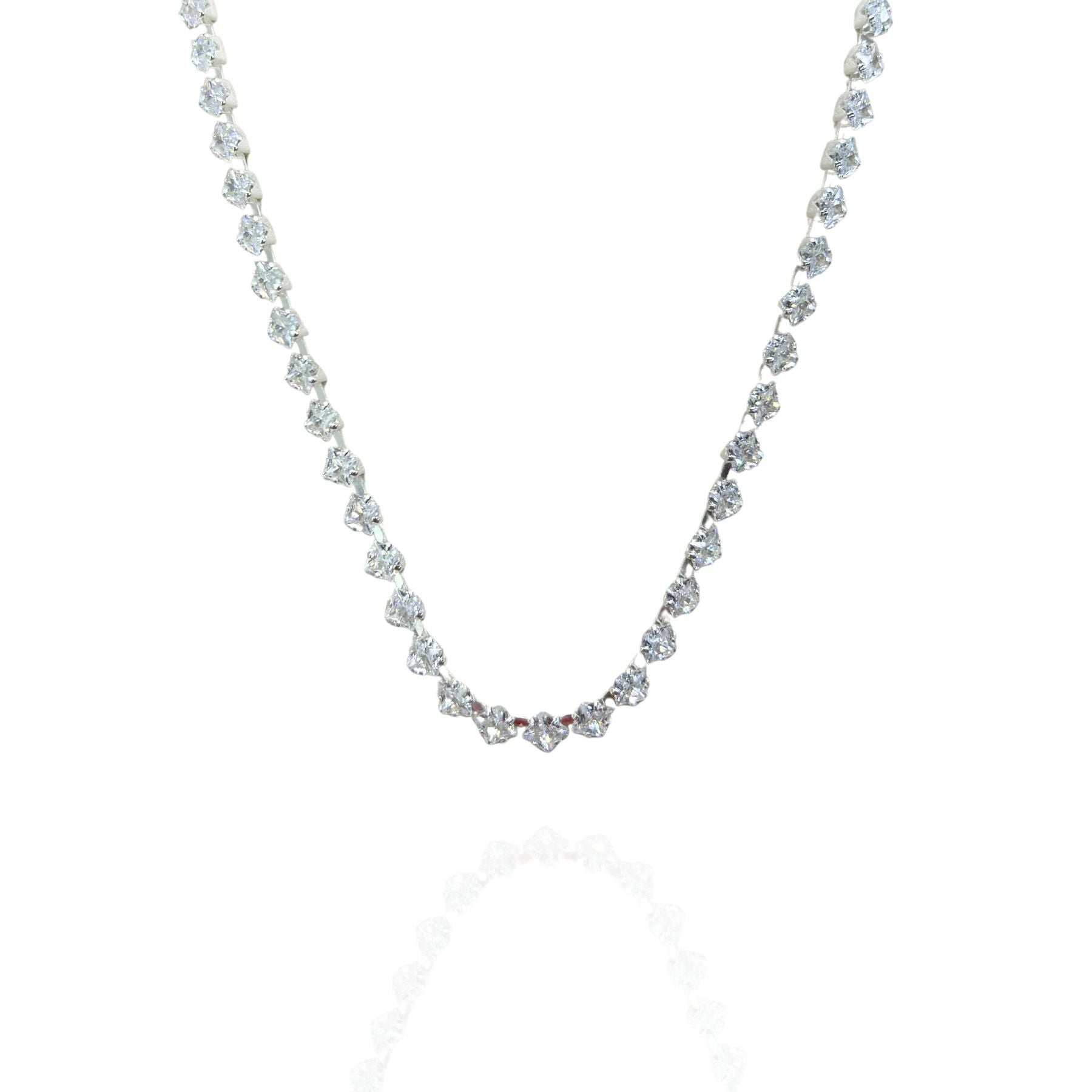 Colar Riviera Quatro Pontas Cravejado - Folheado a prata