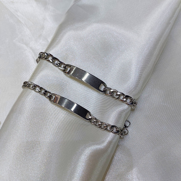 Pulseira Placa Inox Prata Personalizada