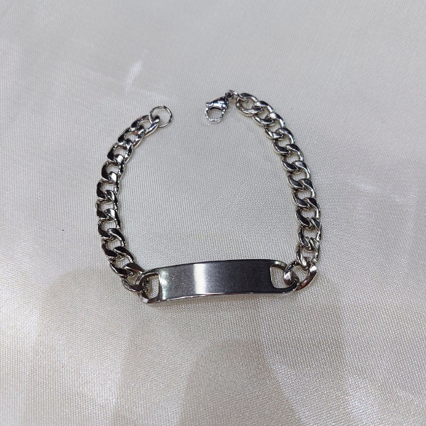 Pulseira Placa Inox Prata Personalizada