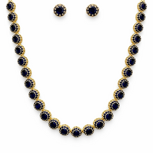 Colar Riviera Azul Cravejado Folheado Ouro 18k
