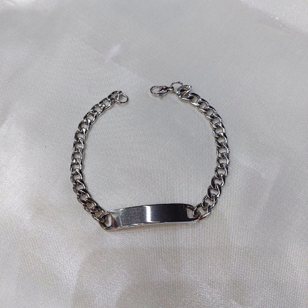 Pulseira Placa Inox Prata Personalizada (Fina)
