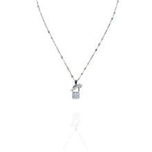 Colar Cadeado e Chave Prata Aço Inox Cravejado