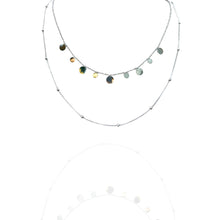 Mix colar duplo círculos e bolinhas prata - aço inoxidável