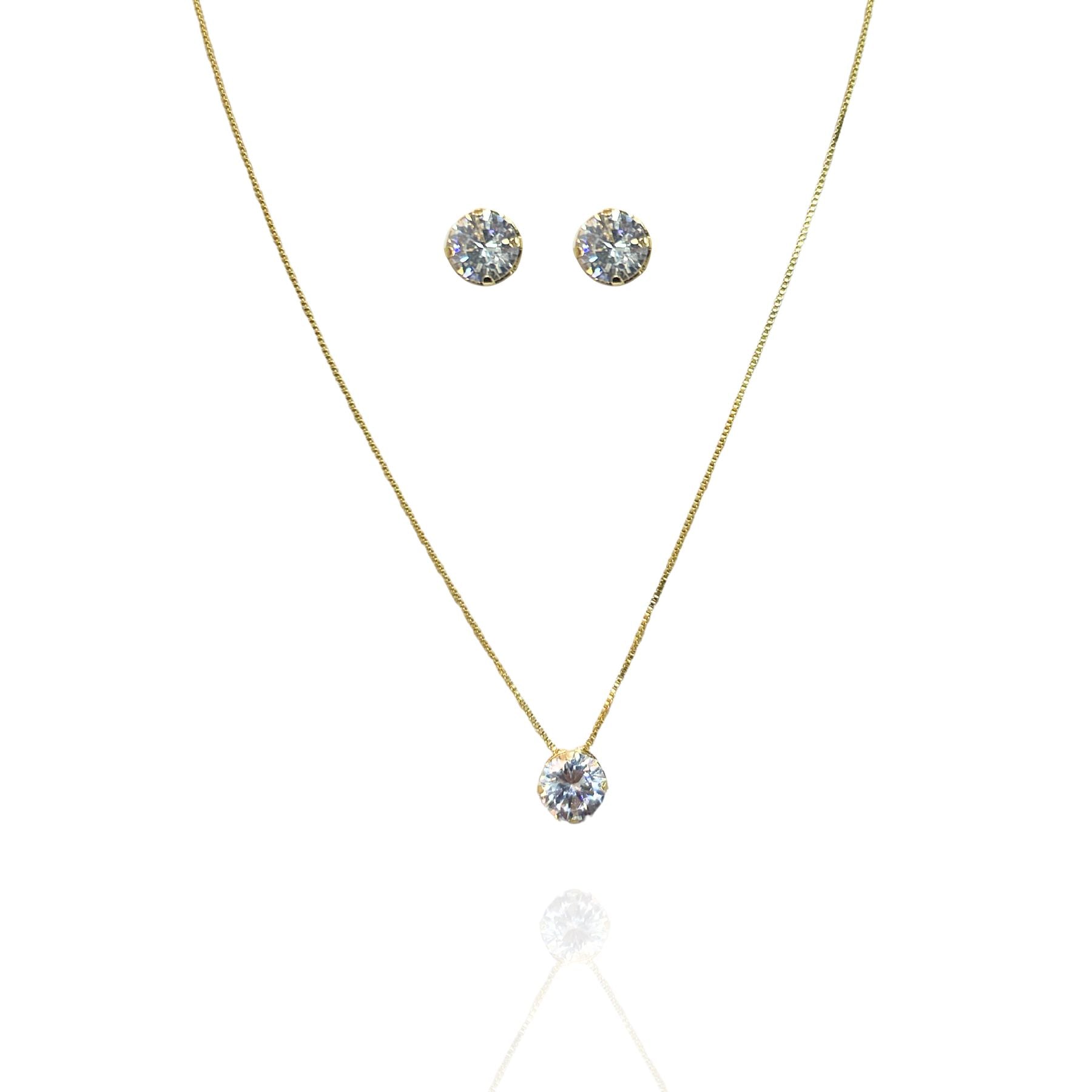 Conjunto ponto de luz dourado - Semijoia