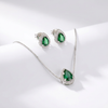 Conjunto Gota Esmeralda Prateado