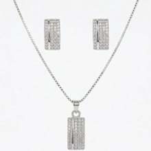 Conjunto Pingente orgânico cravejado prata - Semijoia