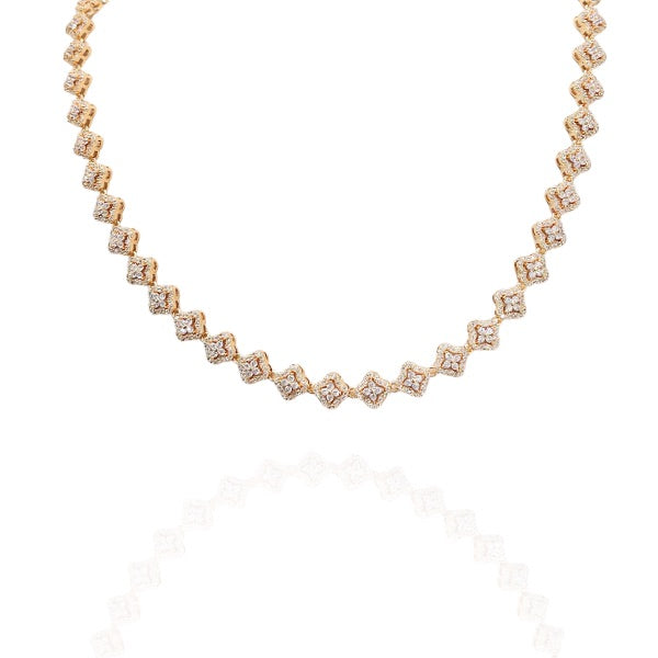 Colar Trevo Dourado Cravejado - Folheado