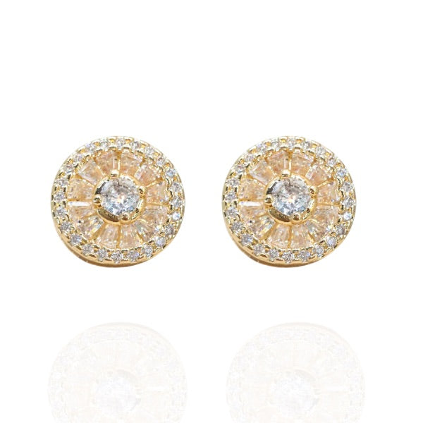 Brinco circular ponto de luz cravejado - Folheado