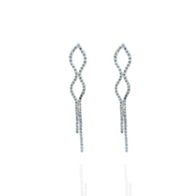 Brinco elo fios cravejado - Folheado a prata