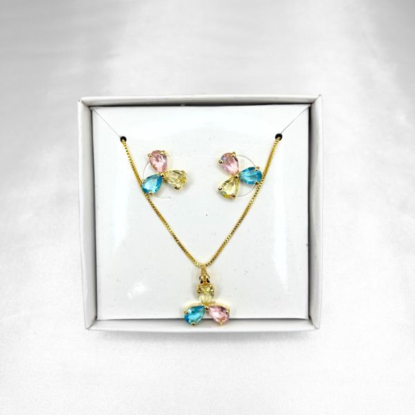 Conjunto Encanto Cristalizado Brinco + Colar