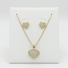 Kit Coração Cravejado Dourado Folheado Ouro 18k