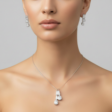 Conjunto Pingente dual gota cristal prata - Semijoia