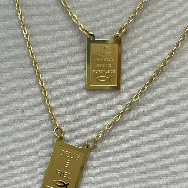 Escapulário Dourado Aço Inox Antialérgico