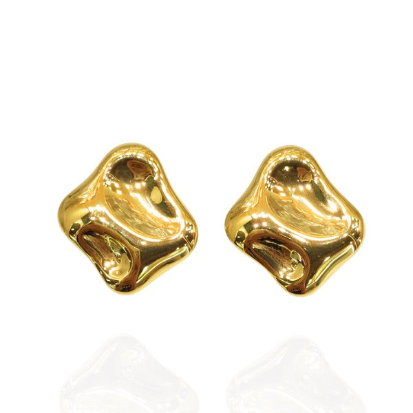 Brinco Orgânico Chapeado Dourado – Aço Inoxidável