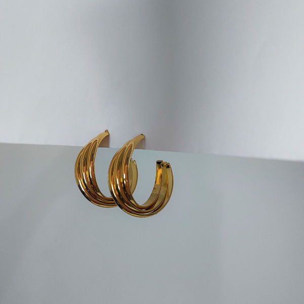 Argola Trançada Três Fios Inox