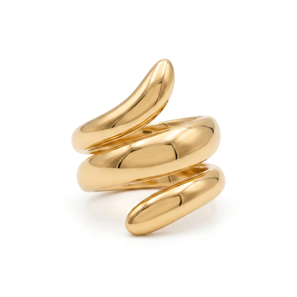 Anel espiral dourado em aço inoxidável da Amba Black