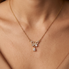 Colar Borboleta Zircônia Dourado Aço Inoxidável