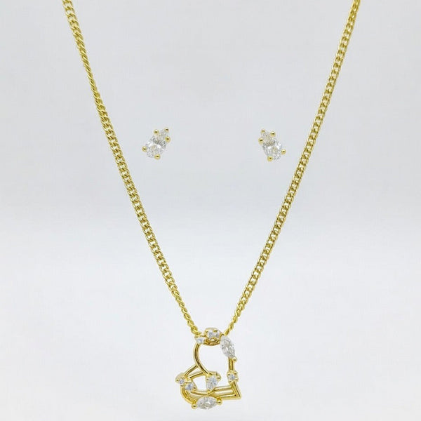 Kit Infantil Coração Vazado Folheado Ouro 18k