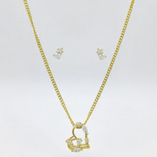 Kit Infantil Coração Vazado Folheado Ouro 18k