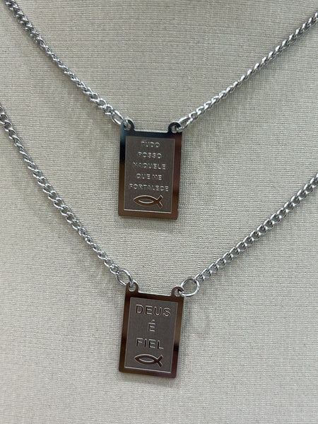 Escapulários prata - aço inoxidável