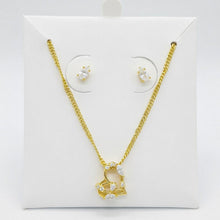 Kit Infantil Coração Vazado Folheado Ouro 18k