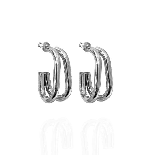 Brinco argola dois fio prata - Aço inox