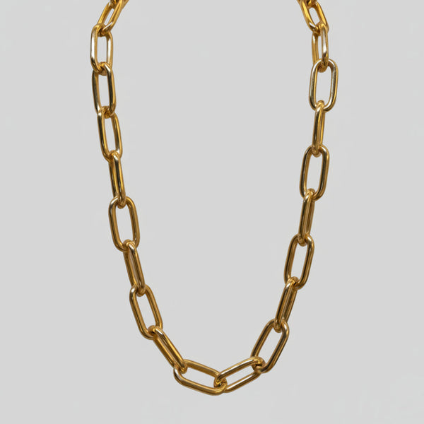 corrente com elos circulares médios dourado folheado a ouro 18k